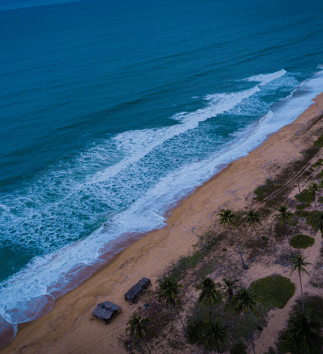 Aerial view of a beach in Badagry