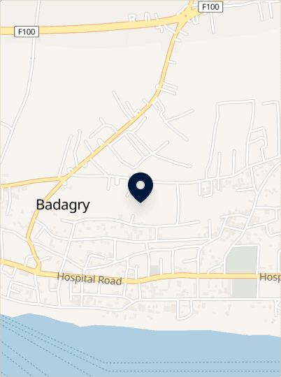 Map showing the location of Debra's Suites in Badagry